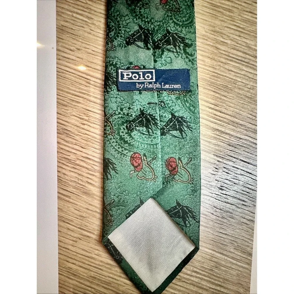 Polo Ralph Lauren Vintage Hand Made Silk Tie Italy Equestrian Horse Head